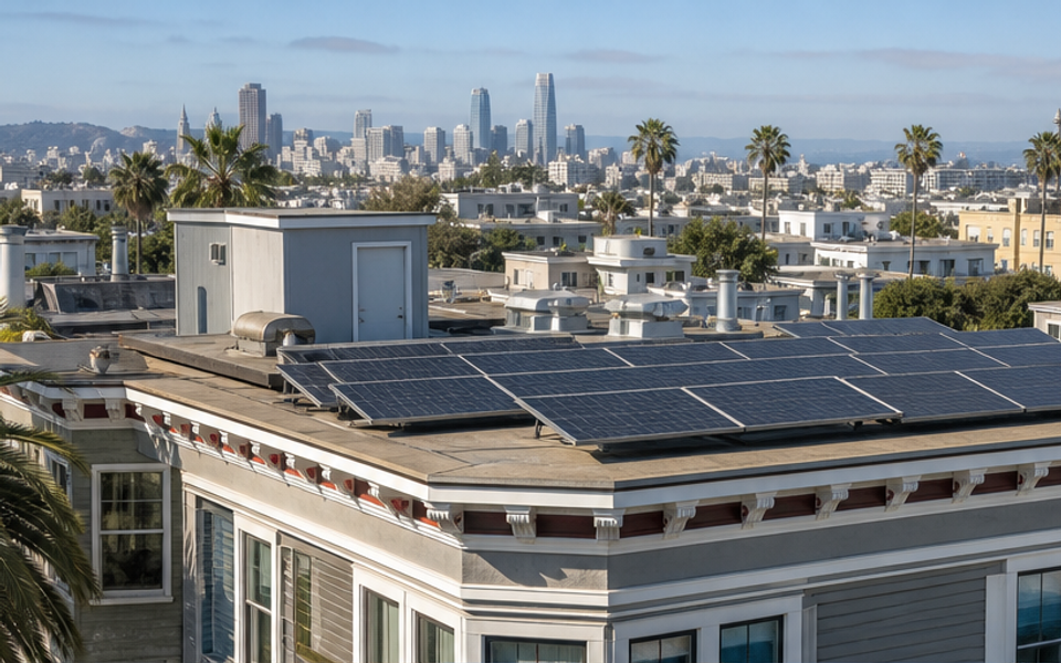 Apartment building with rooftop solar