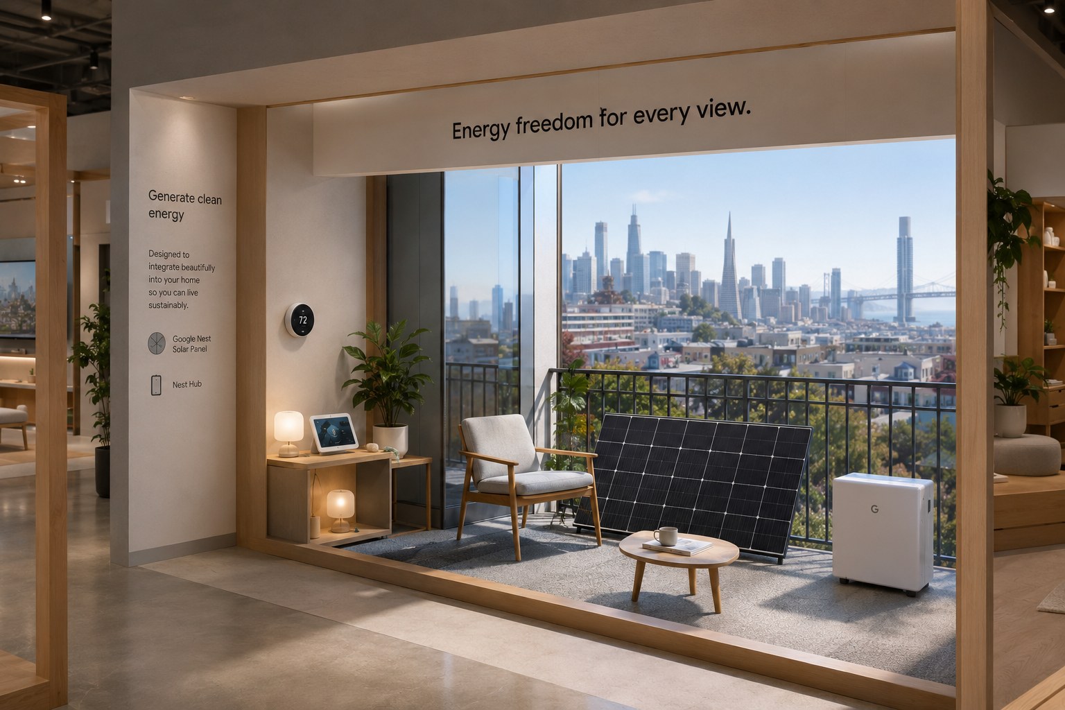 Balcony solar demonstration inside the Google Civic Energy store