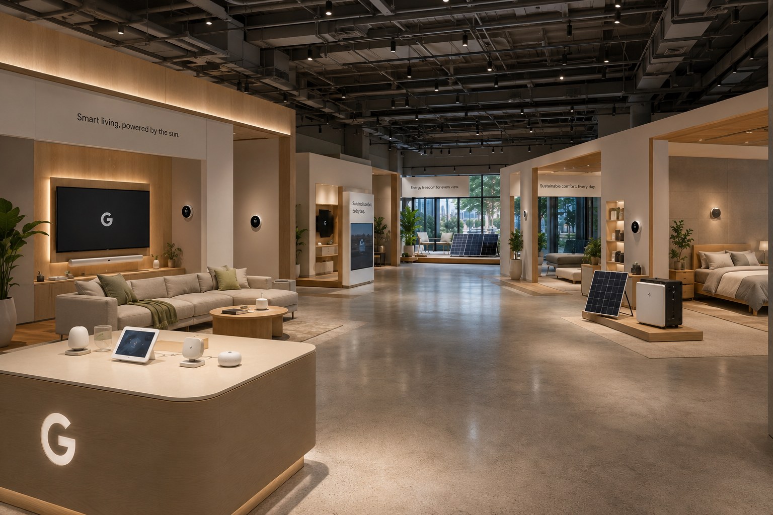 Wide interior view of Google Civic Energy offsite store
