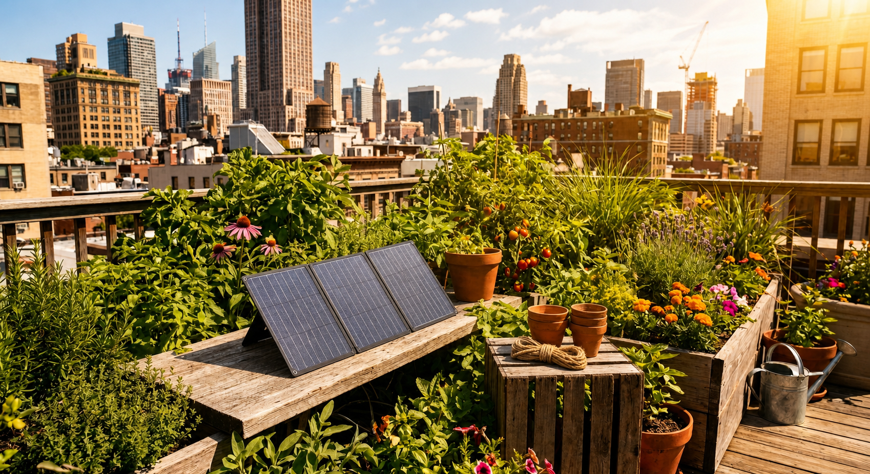 Resident using solar energy in an apartment